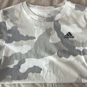 adidas White & Gray Camo Short Sleeve Tee